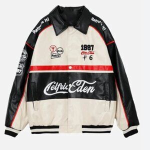 Aelfric Eden Retro Racing Varsity Jacket — Black/Red/White